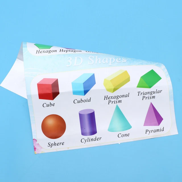 CHILDREN WALL CHART 2D and 3D Shapes Chart Learning Poster for Nursery ...