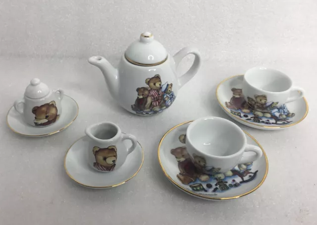 Miniature Tea Set Vintage Bear Henry & Friends Reutter Porzellan 1998 Germany