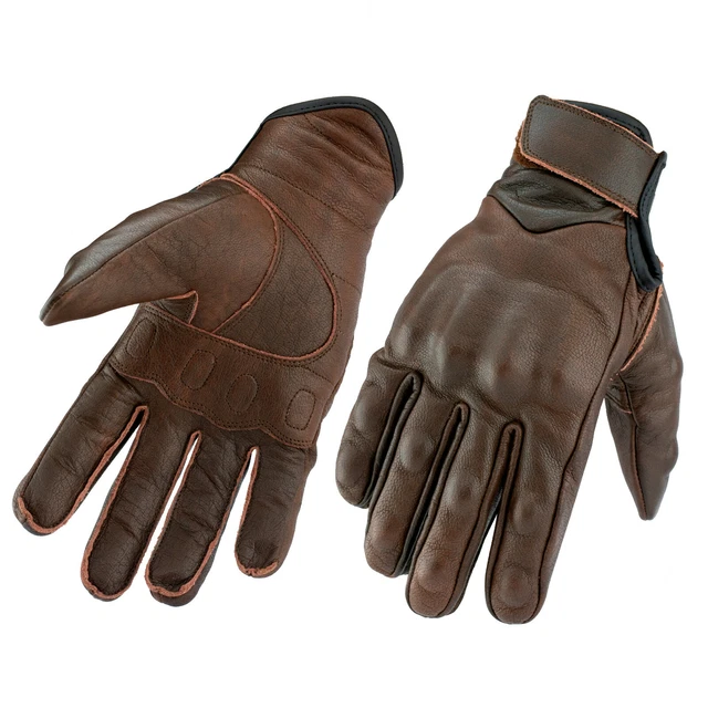 Gallanto Brown Motorcycle Armoured Leather Winter Short Gloves Biker