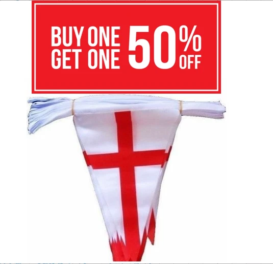 10 METRE'S ENGLAND Fabric Triangle Euro 2024 Flags Party Bunting Speedy