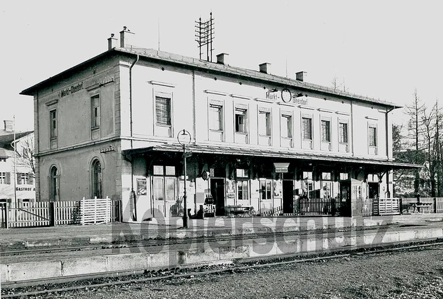 Baryt Eisenbahn Foto - Bahnhof Markt-Oberdorf, 1938