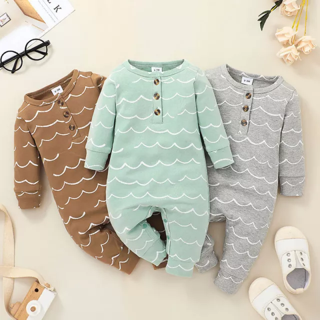 Newborn Baby Long Sleeve Romper Jumpsuit Boys Girls Playsuit Outfits Clothes