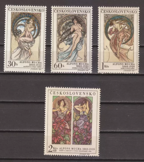 Czechoslovakia 1969 MNH Mi 1884-1887 Sc 1634-1637 Paintings by Alfons Mucha **