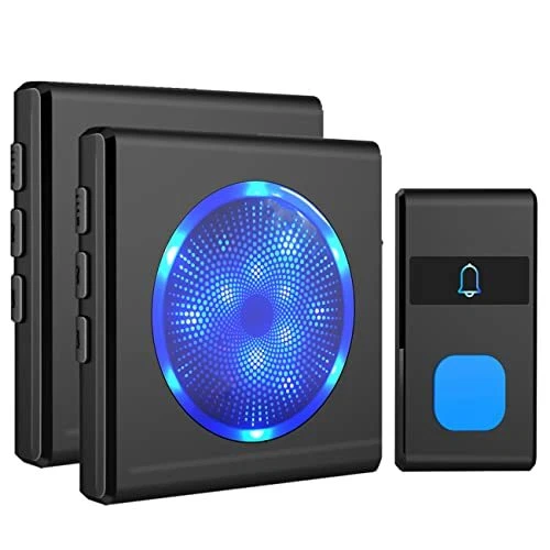 PewinGo Sonnettes sans Fil Kit Carillon sans Fil Étanche IP55 avec 2 Récepteu...