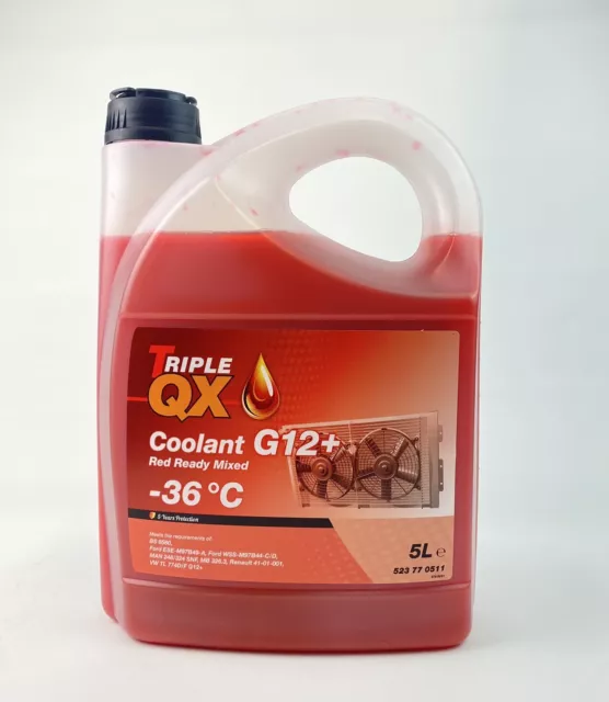 Triple QX Coolant G12+  Red Ready Mixed Antifreeze  Coolant 5 Litre -35 Degree