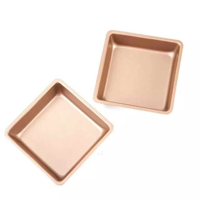 2PCS 4 Pastel Moldes Antiadherente Bricolaje Cuadrado Horneado Postre Pan Cocina