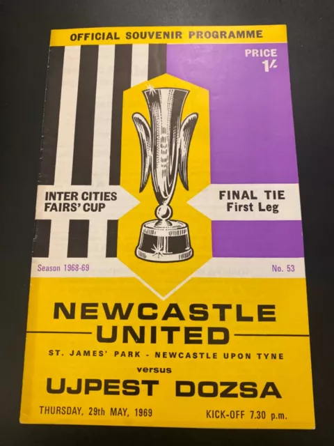 1968-69 Inter Cities Fairs Cup Final 1st leg Newcastle United v Ujpest Dozsa