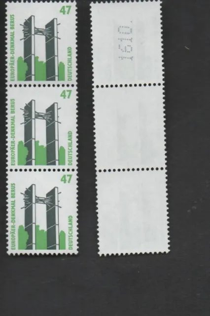 BRD Mi-Nr. 1932 Sehenswürdigkeiten 3er Streifen 47 Pfg. postfr. m. Zählnr. 1615