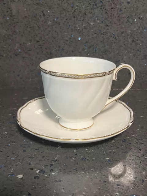 Wedgwood Gold Crown Teacup and Saucer Set - Bone China - Made in England