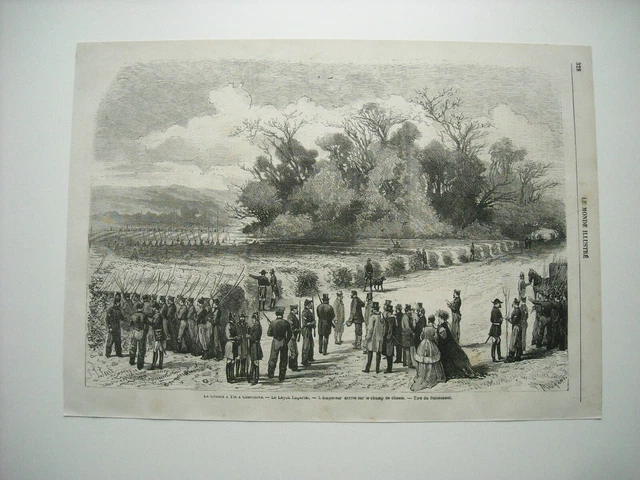Gravure 1868. La Chasse A Tir A Compiegne. Le Layon Imperial. Tire Du Buissonnet