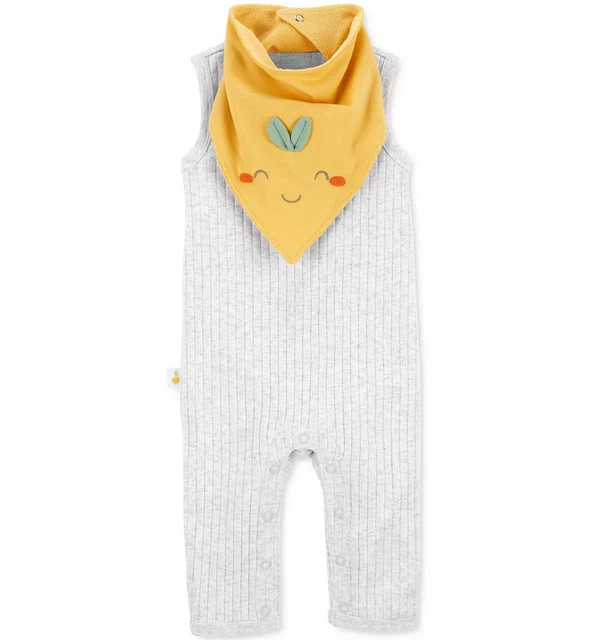 Carter's Baby Boys or Girls 2-Pc. Jumpsuit & Bandana Bib Set Gray Size 6M 1569