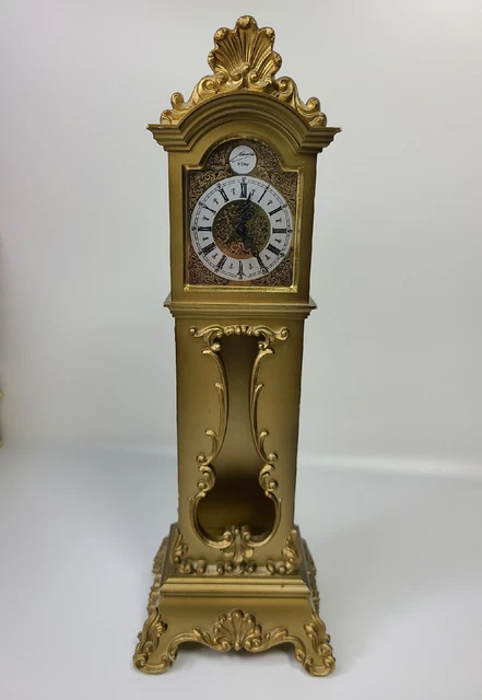 Schmid 8day miniature grandfather clock 13" missing pendulum.