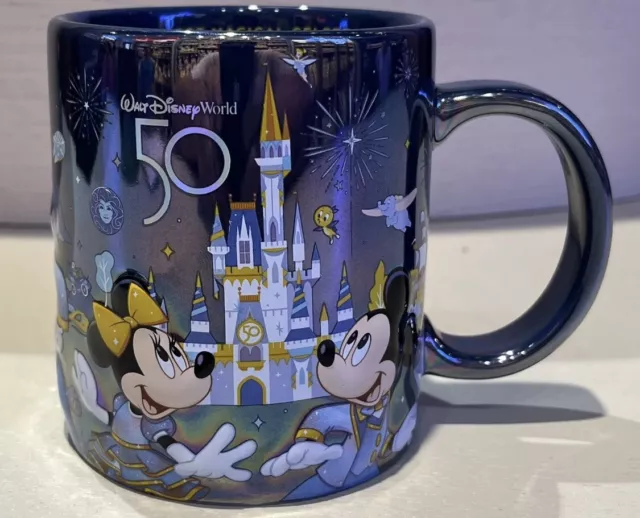 Walt Disney World Park 50th Anniversary Mickey Mouse Blue Mug coffee Cup 15oz