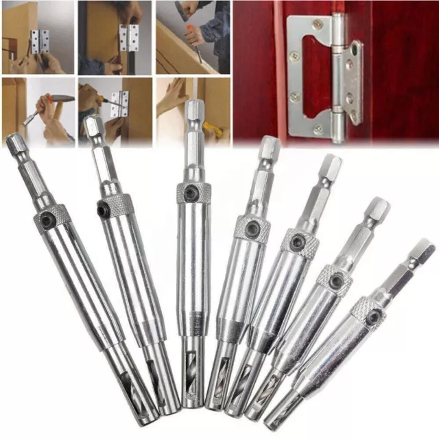 7 Pcs Self Centering Hinge Hardware Drill Bit Set Pilot Hole Guides Door Window