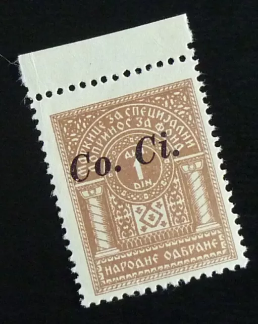 Slovenia c1942 Italy WWII Yugoslavia CO.CI Ovp. Revenue Stamp 1 Din US 6