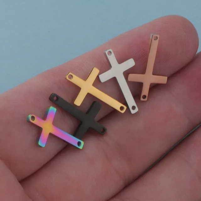 10 Stück Edelstahl Kreuz Verbinder Anhänger Perlen für DIY Machen
