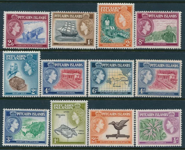 1957 Pitcairn Island Definitives Set Of 12 Fine Mint Mnh