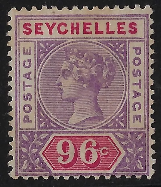 Seychelles 1890 QV 96c Die I. SG8/Sc8. Wmk CCA. Mauve & carmine. MM CV £70 (a636