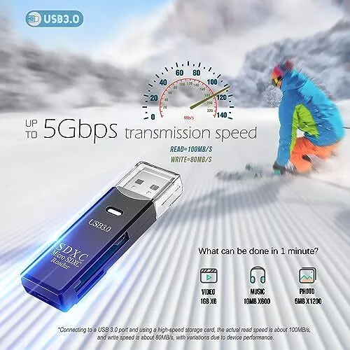 Lector de tarjetas SD USB3.0 para PC Tarjeta micro SD a adaptador USB para cámara MemoryC lote 3