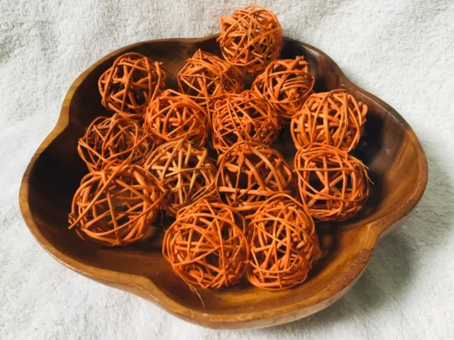 Bolas de rama de canasta de cosecha 20 piezas decoración de otoño 2 pulgadas rellenos de tazón naranja 3