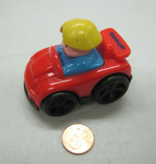 FISHER PRICE LITTLE People EDDIE BOY in RED SPORTS CAR Wheelies Wheelie