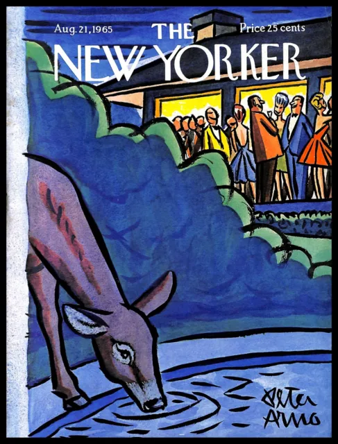 1965 NEW YORKER August 21 Magazine Vintage Front COVER Peter Arno Art Deer