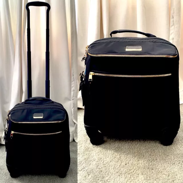 $650 Tumi Voyageur Oxford Compact Carry On Suitcase Luggage Black Gold Used 2x!