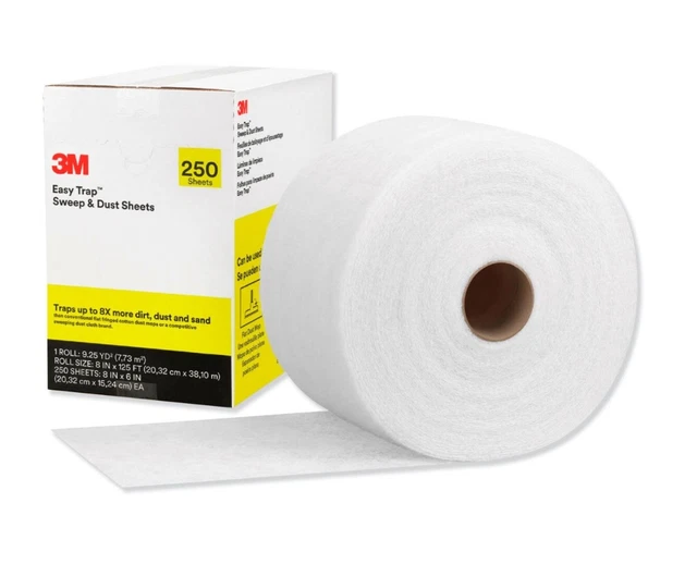 3M 55654W Easy Trap Sweep and Dust Sheets 250 Sheets per Roll White 8" wide
