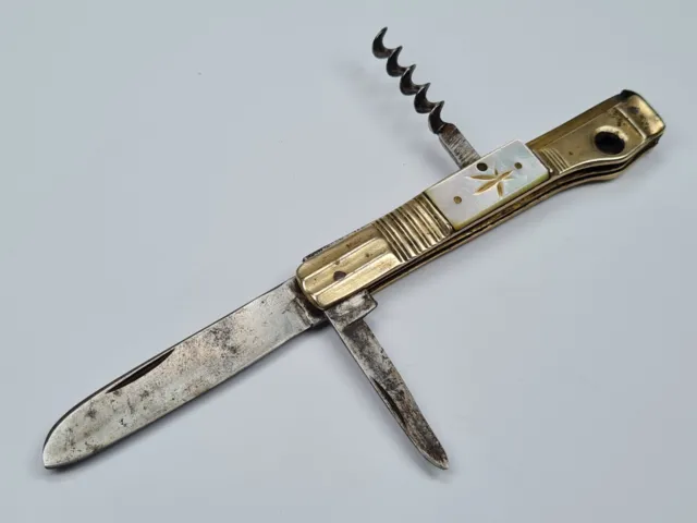 Vtg Antique Old Rare 1900'S Combined Folding Pocket Pen Knife With Cigar Cutter