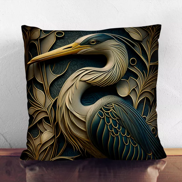 Plump Cushion Heron Art Deco Soft Scatter Throw Pillow Case Cover Filled