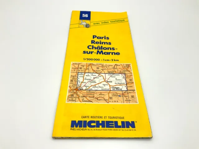 1994 Michelin Paris/Reims/Chalons-sur-Marne France Map No.56 Sheet Map - Road