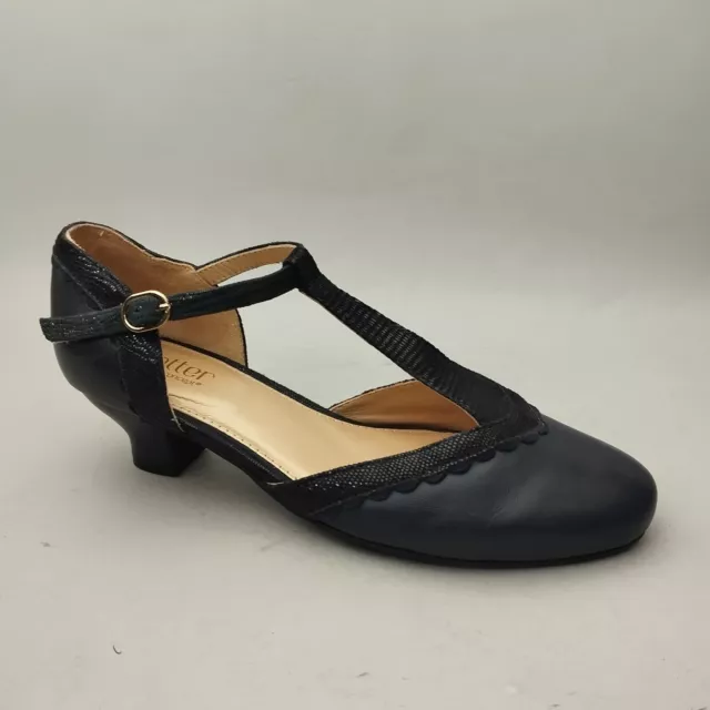 HOTTER T BAR Shoes Womens 6.5 Black Leather Mary Jane Heels Strap Smart Dance 34.99 PicClick UK