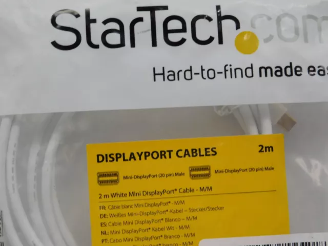 StarTech.com 2m 6 ft White Mini DisplayPort Cable Male to Male 3