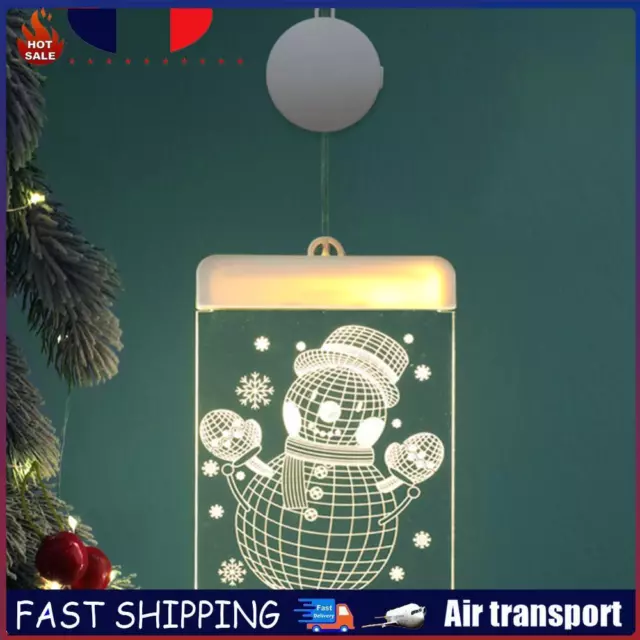 3D Christmas Window Lights Backdrop Decoration Lights Home Decor (Snowman) FR