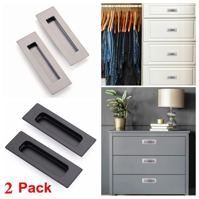 2 pack 4.75" Sliding Barn Door Finger Pull Recessed Kitchen Cabinet Handle Flush