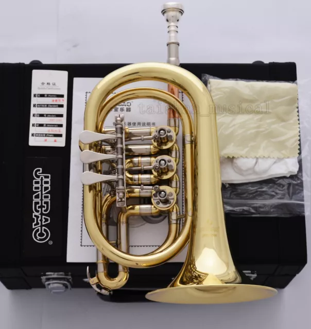 Professional JINBAO Gold Rotary Valve Bb Cornet Horn Cupronickel Pipe With case
