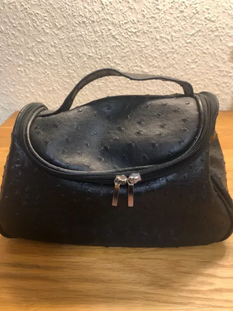 Straußenleder Kosmetiktasche schwarz