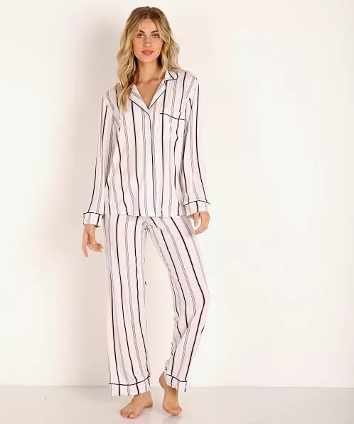 Eberjey Striped Sleep Chic Tuxedo Slim Women Gisele Pajama Set Size XL *NEW* 2