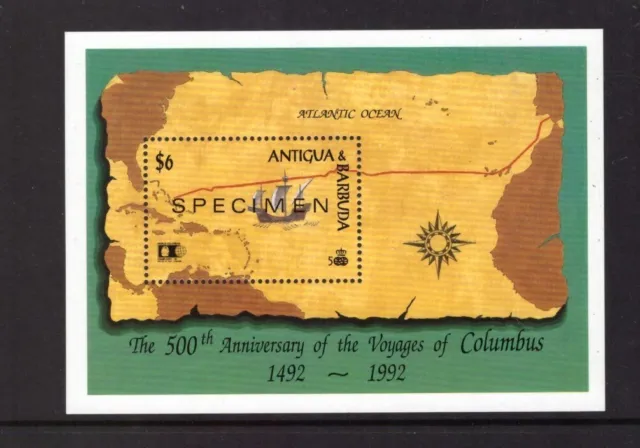 Antigua & Barbuda 1992 Ship Specimen sheet MNH mint stamps