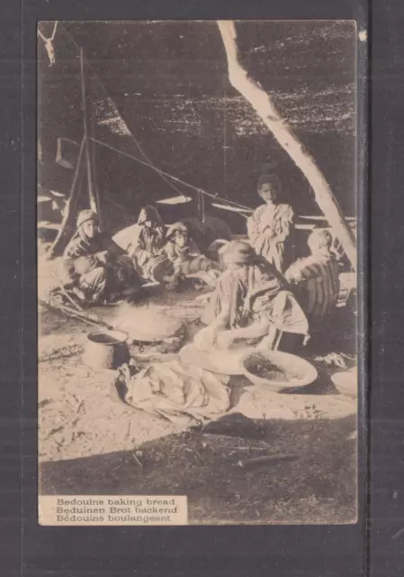 NORTH AFRICA, BEDOUINS BAKING BREAD, c1920 ppc., unused.