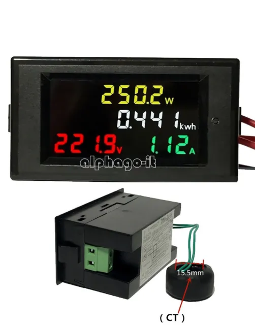 AC 80-300V LCD Digital Voltmeter Ammeter Volt Amp Power Kwh Panel Meter 100A CT
