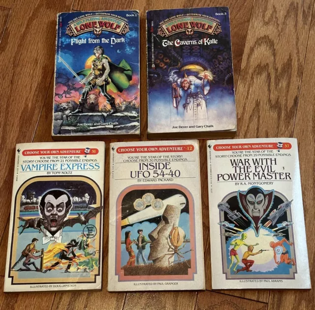 Lot of 5 Choose Your Own Adventure & Lone Wolf Role Playing Books