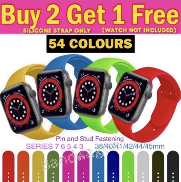 For Apple Watch SILICONE iWatch Strap Band Sport Series 7 6 SE 5 4 3 38 40 42 44