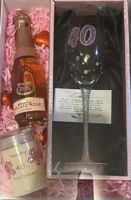 Happy 40th birthday Glass Brown Brothers Rose Moscato Soy Candle Chocolate