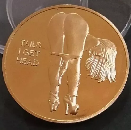 Sexy Girl Head or Tails UNC Golden Plated 40mm coin