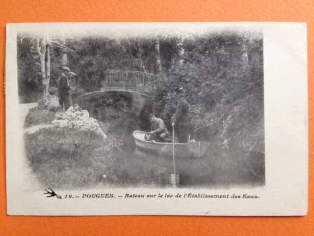 cpa 58 - POUGUES les EAUX Nièvre BOAT on the LAKE of the ESTABLISHMENT of the WATERS