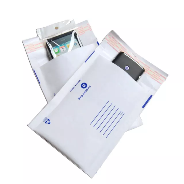 600x Bubble Mailer 0B 120 x 180mm Padded Bag White Kraft Cushioned Envelope