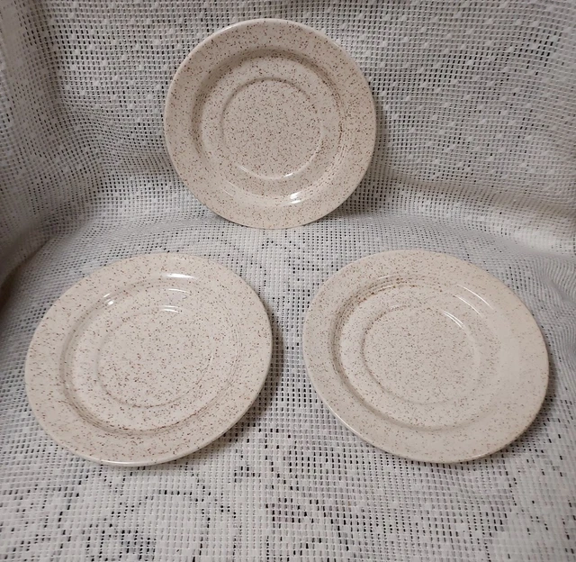 3 Vtg Homer Laughlin Plates 6” Country Sage J 83 Speckle Saucers Salad Fiesta