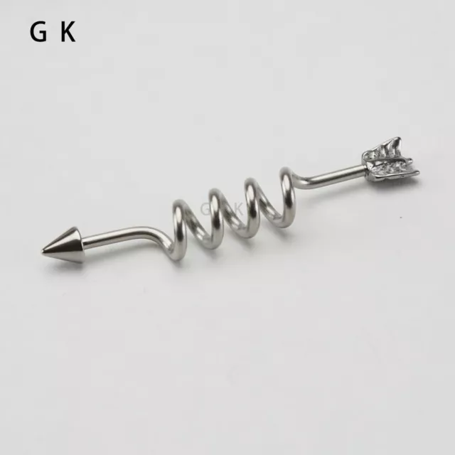 Stainless Steel Arrow Industrial Barbell Helix-Conch Cartilage Piercing 14G