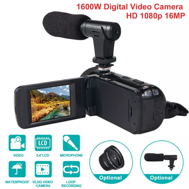 1080P Camcorder Video Digital Camera Full HD w/ Microphone Vlogging for YouTube